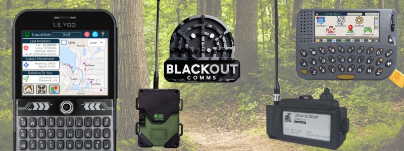 Blackout Comms logo or hero image showing T-Deck and Heltec devices